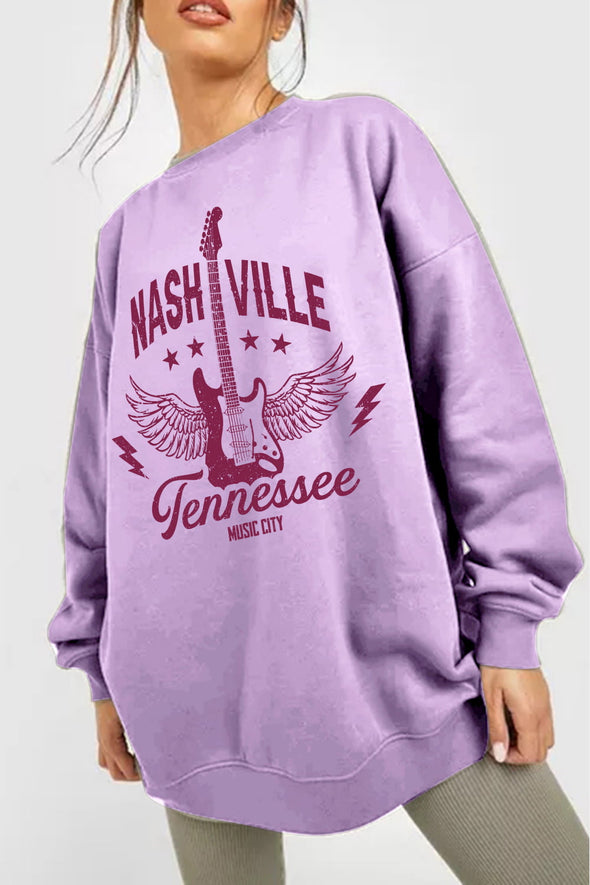 Simply Love NASHVILLE TENNESSEE MUSIC CITY Graphic Sweatshirt