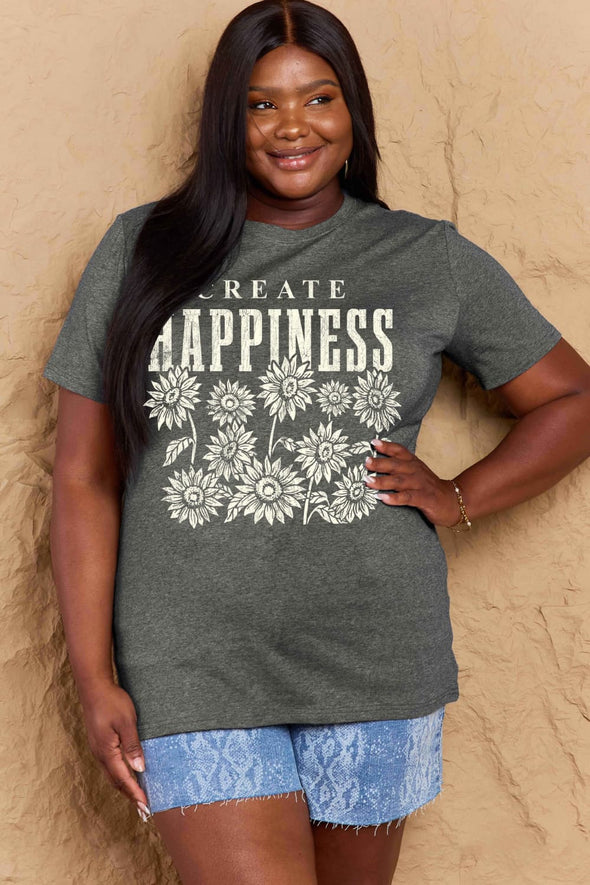 Simply Love CREATE HAPPINESS Graphic Cotton T-Shirt