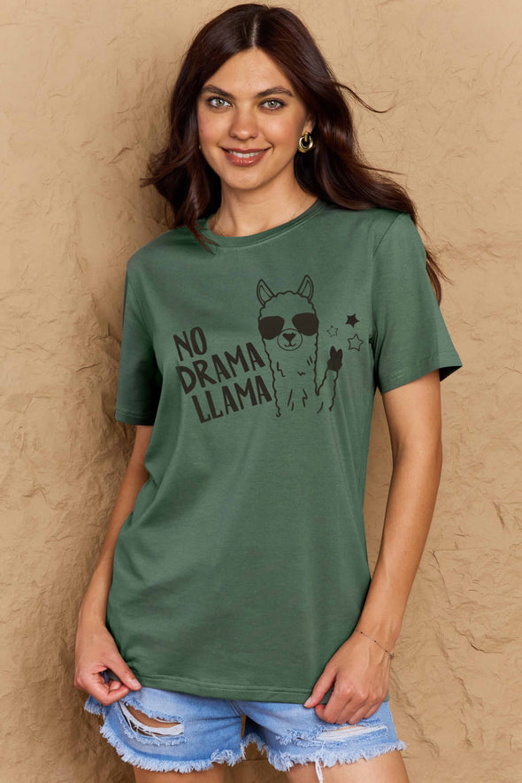 Simply Love NO DRAMA LLAMA Graphic Cotton Tee