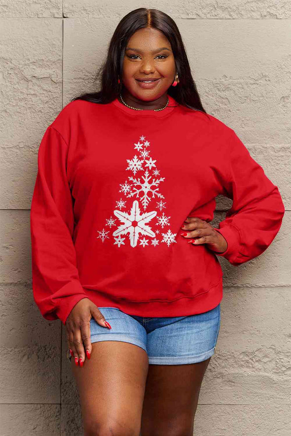 Simply Love Snowflake Christmas Tree Graphic Sweatshirt