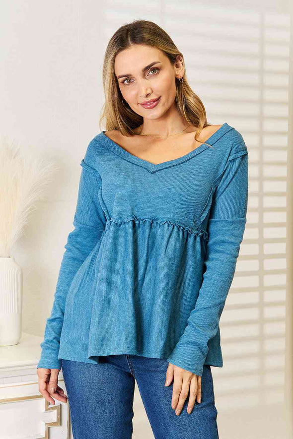 Jade By Jane Frill Trim Babydoll Blouse