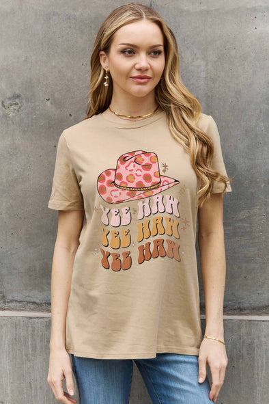 Simply Love YEE HAH YEE HAH YEE HAH Graphic Cotton Tee