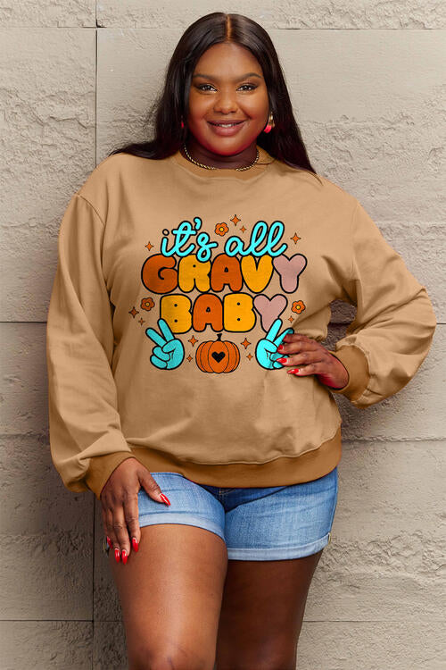 Simply Love IT'S ALL GRAVY BABY Long Sleeve Sweatshirt