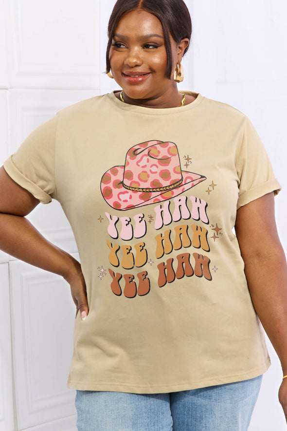 Simply Love YEE HAH YEE HAH YEE HAH Graphic Cotton Tee