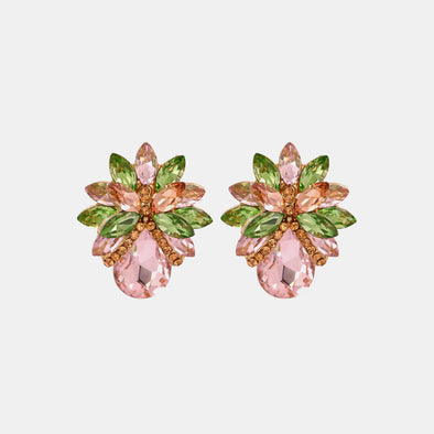 Flower Shape Glass Stone Stud Earrings