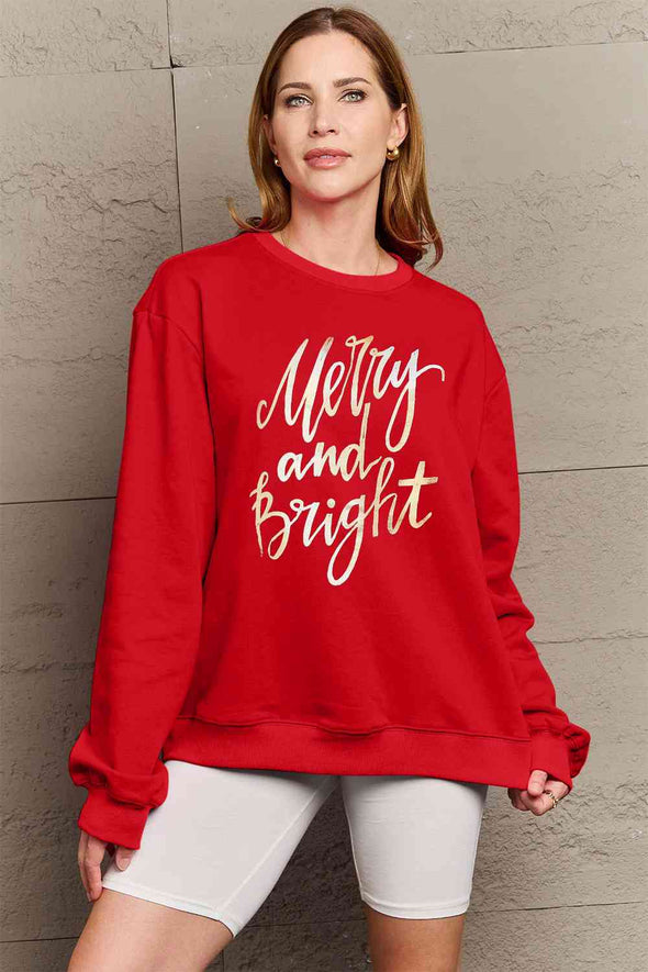 Simply Love MERRY AND BRIGHT Graphic Sweatshirt