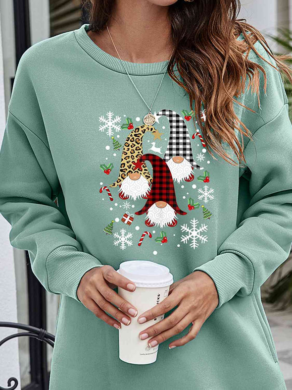 Graphic Round Neck Dropped Shoulder Sweatshirt