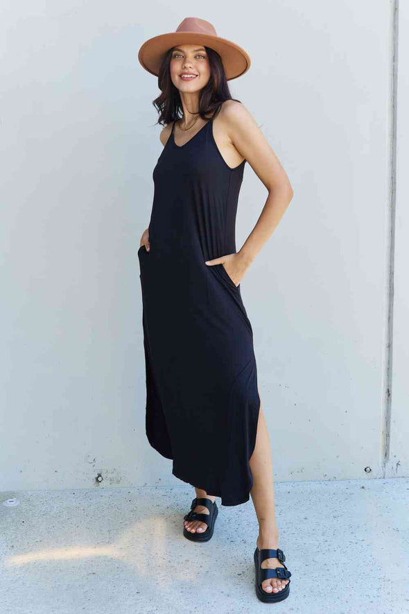 Ninexis Good Energy Cami Side Slit Maxi Dress in Black