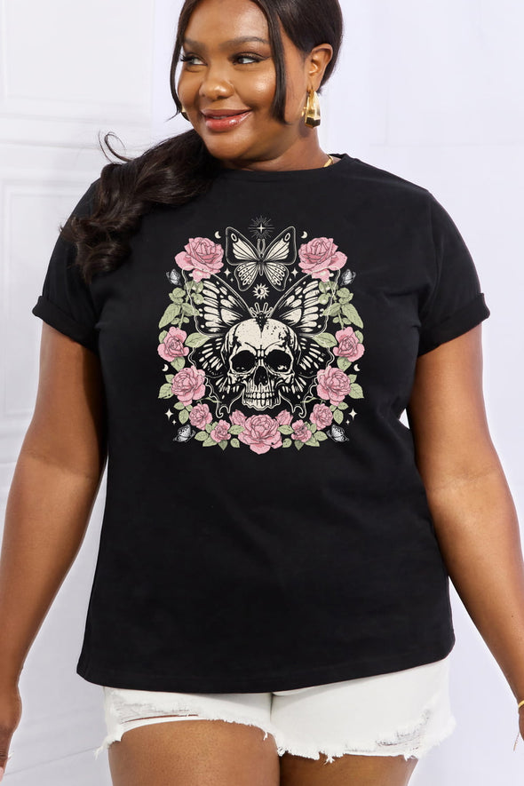 Simply Love Skull & Butterfly Graphic Cotton Tee