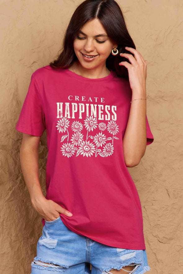 Simply Love CREATE HAPPINESS Graphic Cotton T-Shirt