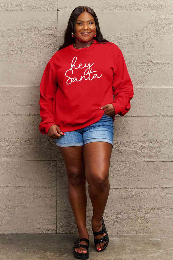 Simply Love HEY SANTA Graphic Sweatshirt