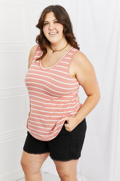 Zenana Find Your Path Sleeveless Striped Top Burnt Coral