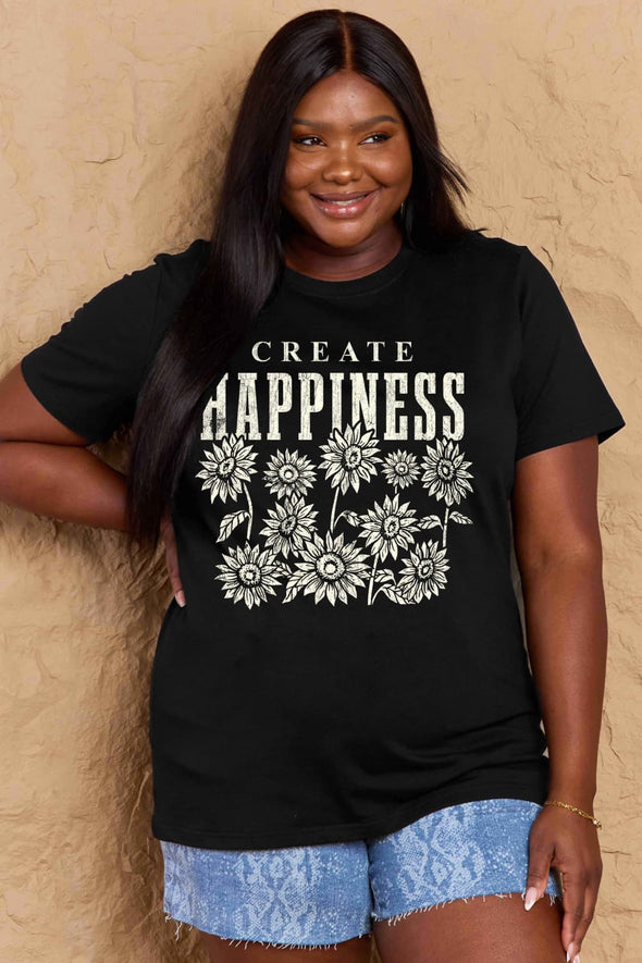 Simply Love CREATE HAPPINESS Graphic Cotton T-Shirt