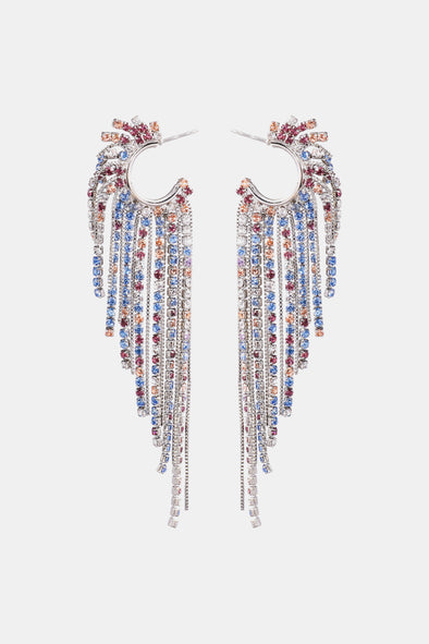 Fringed Rhinestone Zinc Alloy Dangle Earrings