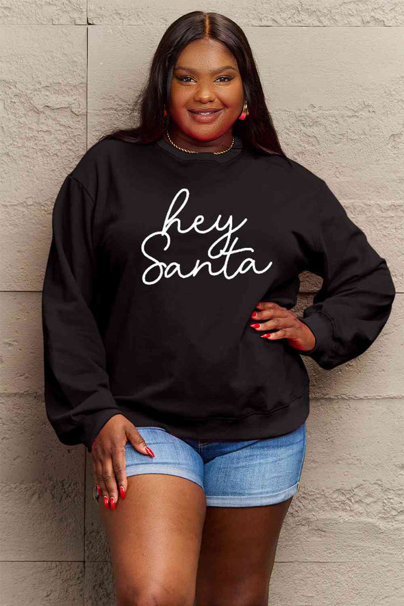 Simply Love HEY SANTA Graphic Sweatshirt