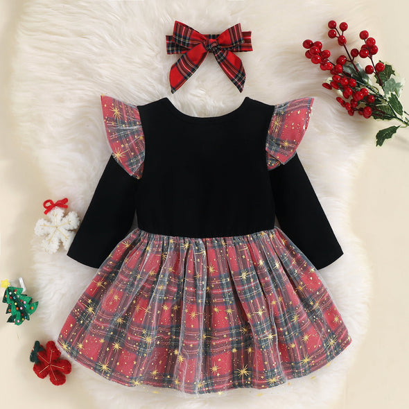 Round Neck Long Sleeve MERRY CHRISTMAS Reindeer Graphic Dress