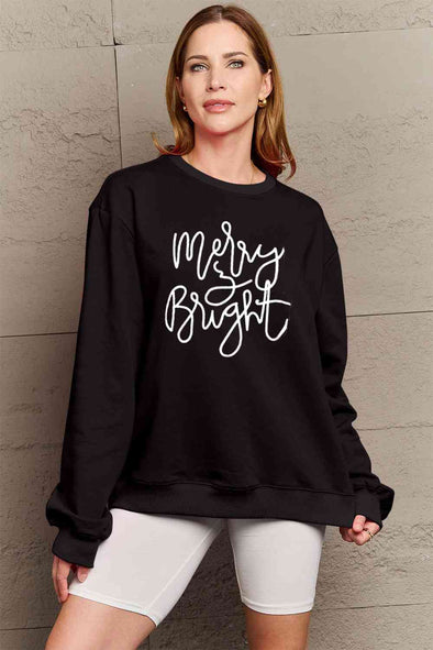 Simply Love MERRY AND BRIGHT Graphic Sweatshirt