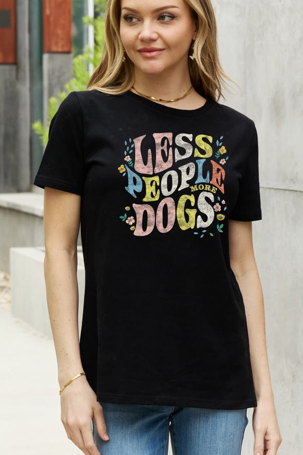 Simply Love LESS PEOPLE MORE DOGS Graphic Cotton T-Shirt