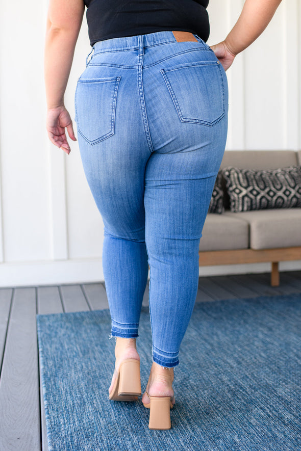 Judy Blue Amanda High Rise Pull on Release Hem Skinny Jeans