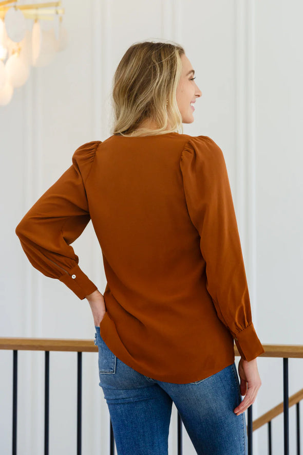 Jodifl Enjoy This Moment V Neck Blouse Toffee