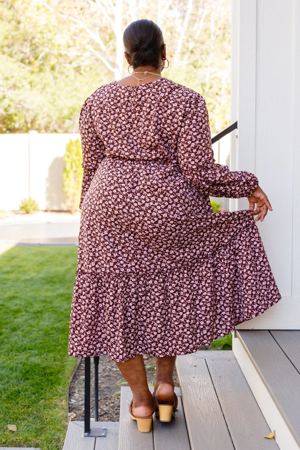 HAYDEN Flow With The Times Floral Midi Dress Brown