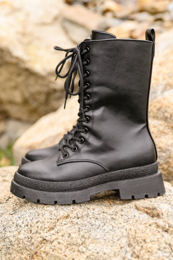 Qupid Fresh Feels Combat Boots Black