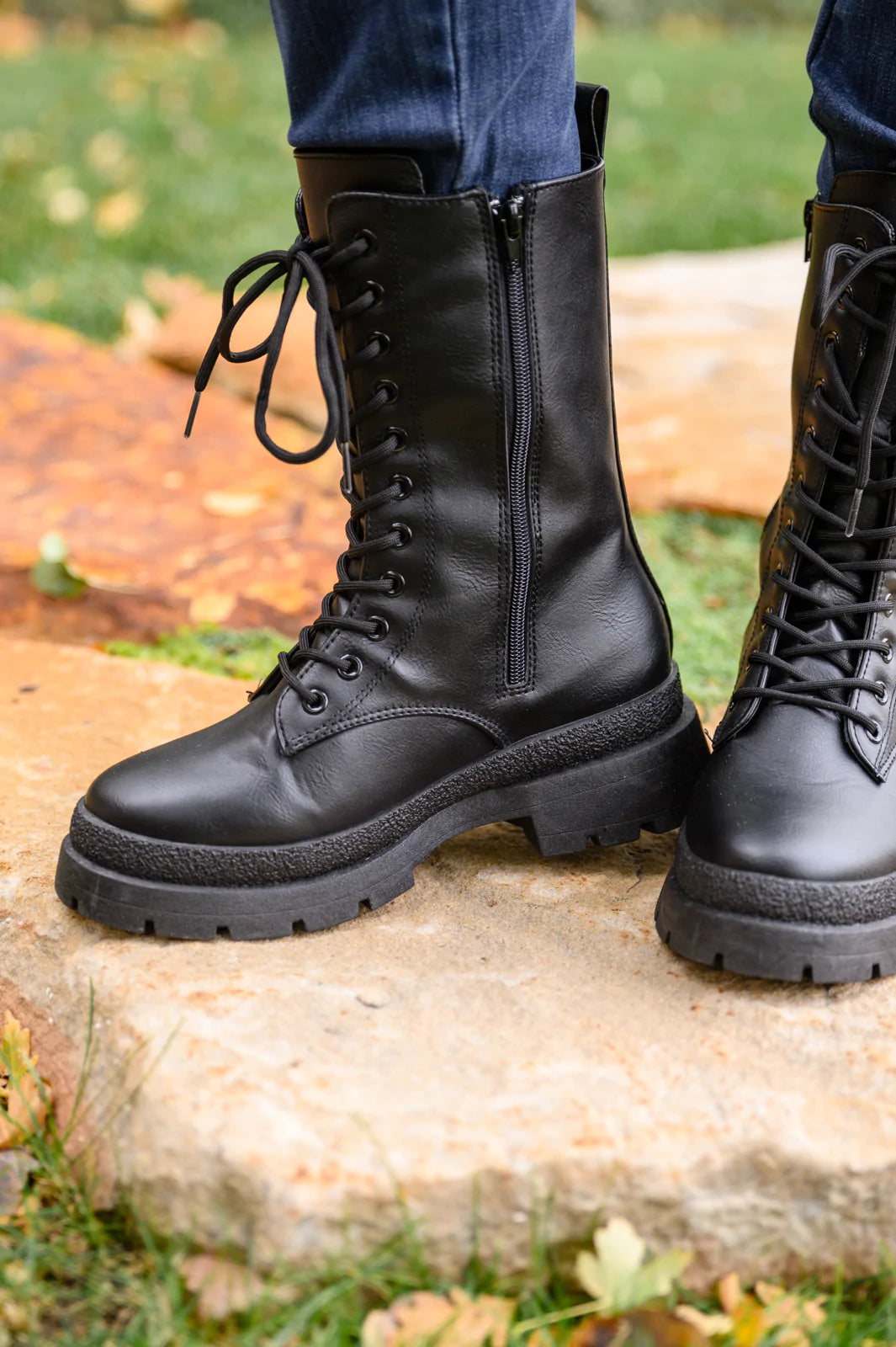 Qupid Fresh Feels Combat Boots Black Broadway Arthur Boutique