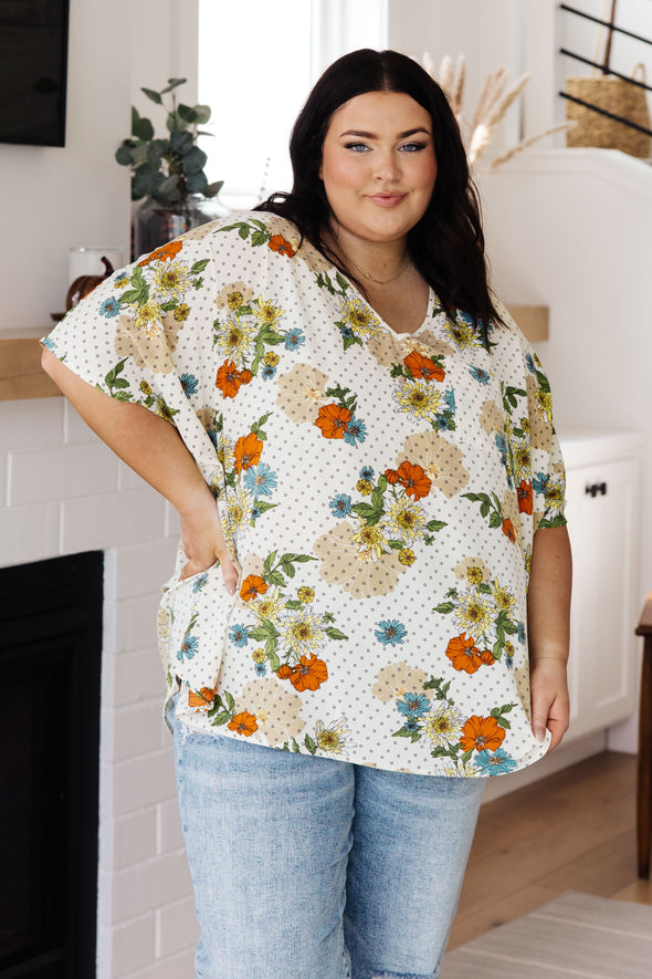 Jodifl Good Morning Floral V-Neck Blouse