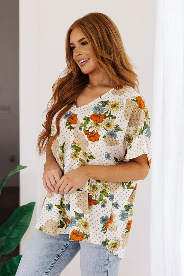 Jodifl Good Morning Floral V-Neck Blouse