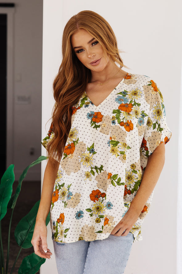 Jodifl Good Morning Floral V-Neck Blouse