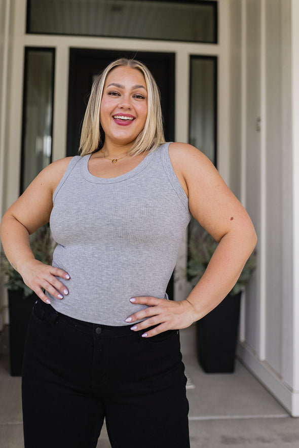 Yelete Just One More Ribbed Tank in Heather Grey