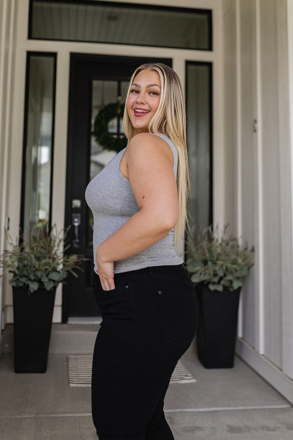 Yelete Just One More Ribbed Tank in Heather Grey