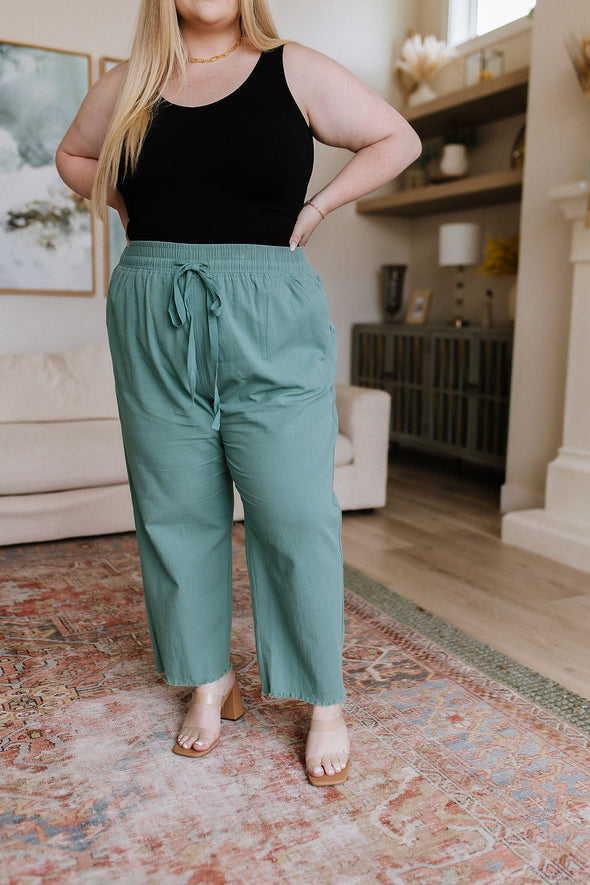 Cotton Bleu Love Me Dearly High Waisted Pants in Jade