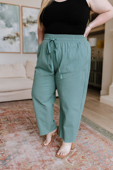 Cotton Bleu Love Me Dearly High Waisted Pants in Jade