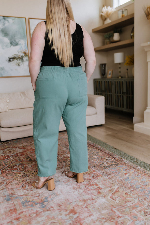 Cotton Bleu Love Me Dearly High Waisted Pants in Jade