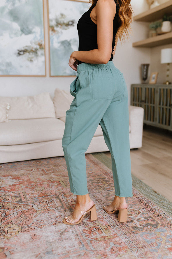 Cotton Bleu Love Me Dearly High Waisted Pants in Jade