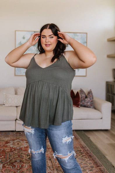 Mittoshop Never Not Loving V-Neck Cami in Gray Green