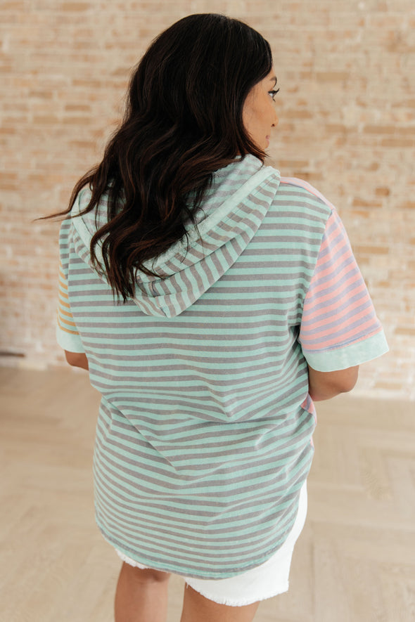 New Light Color Block Striped Hoodie