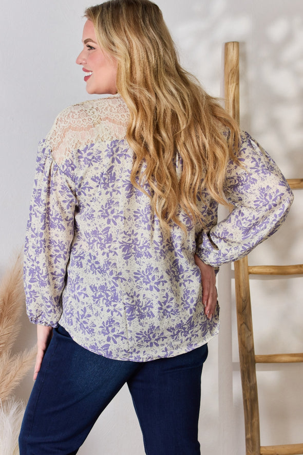 Hailey & Co Lace Detail Printed Blouse