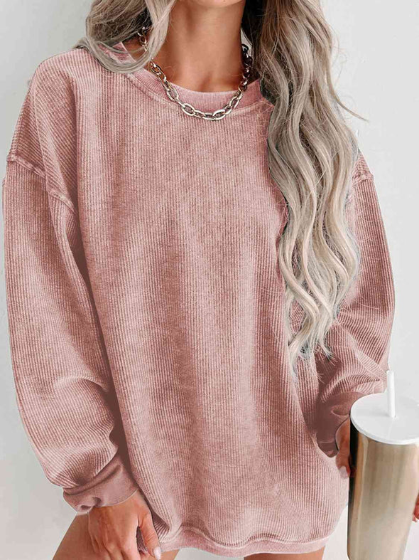 Round Neck Dropped Shoulder Sweatshirt