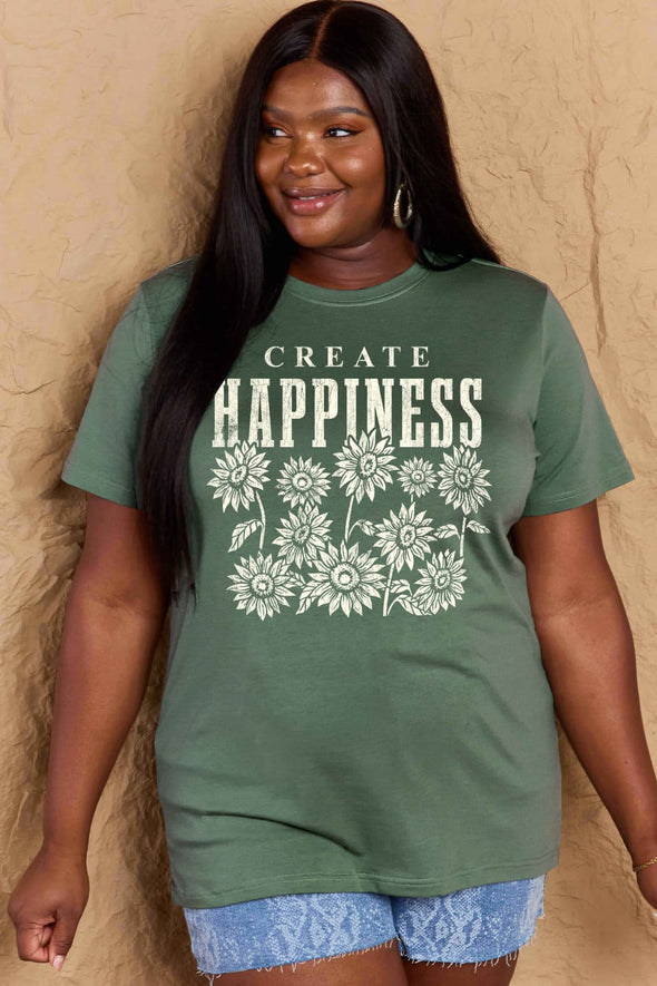 Simply Love CREATE HAPPINESS Graphic Cotton T-Shirt