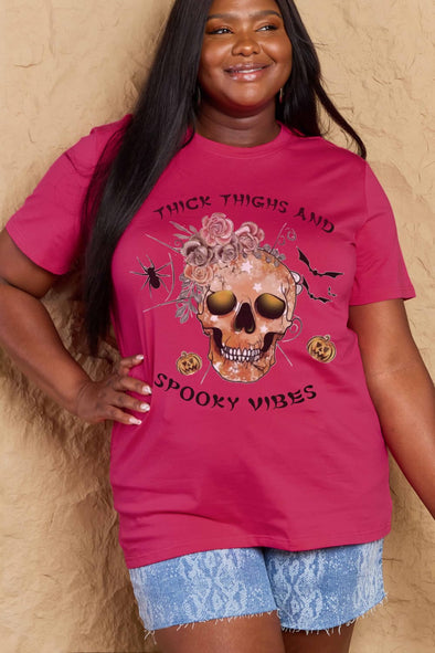 Simply Love THICK THIGHS AND SPOOKY VIBES Graphic Cotton T-Shirt