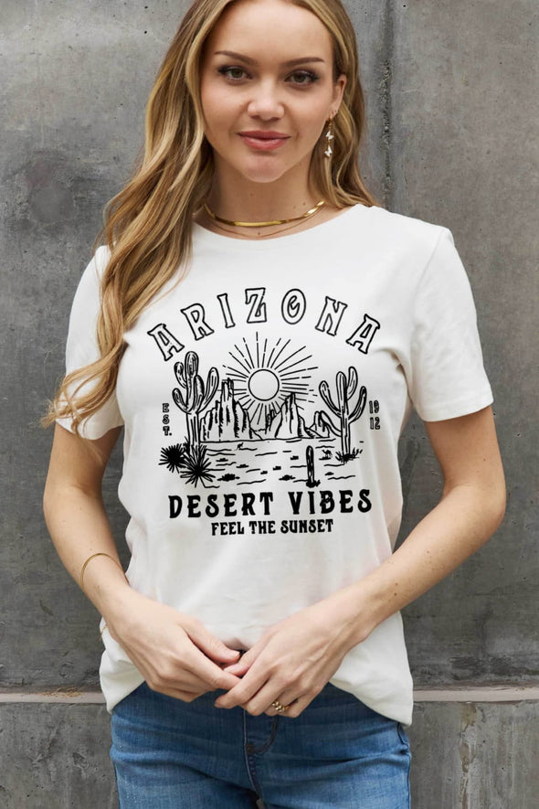 Simply Love ARIZONA DESERT VIBES FEEL THE SUNSET Graphic Cotton Tee