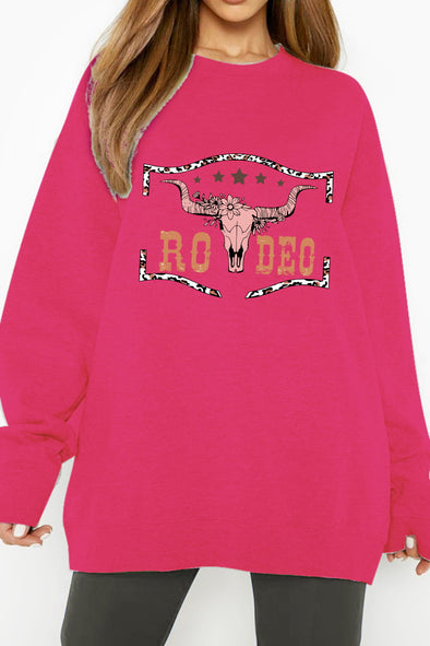 Simply Love Round Neck Dropped Shoulder RODEO Graphic Sweatshirt