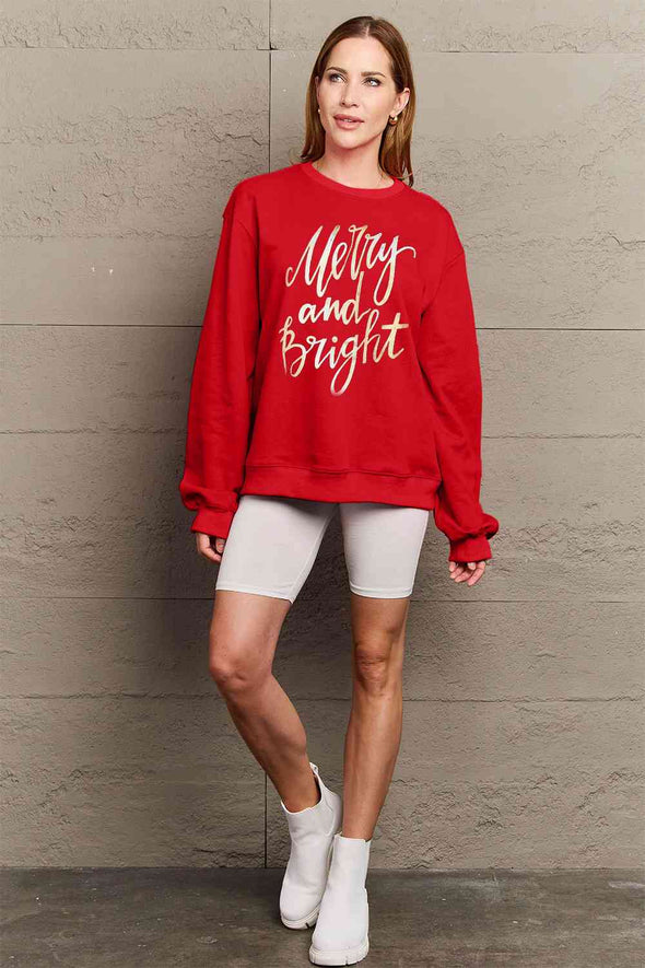 Simply Love MERRY AND BRIGHT Graphic Sweatshirt