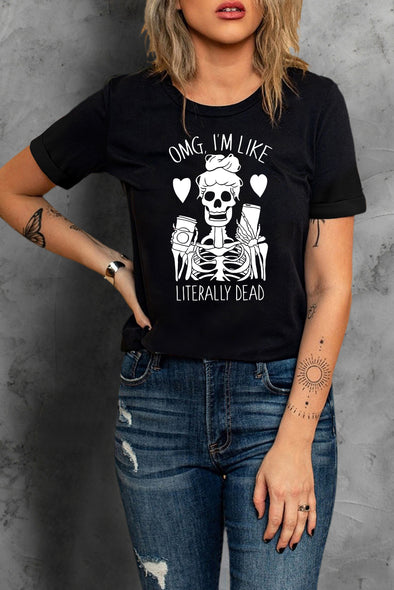Skeleton Literally Dead Graphic Tee