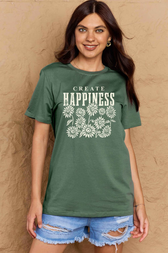 Simply Love CREATE HAPPINESS Graphic Cotton T-Shirt