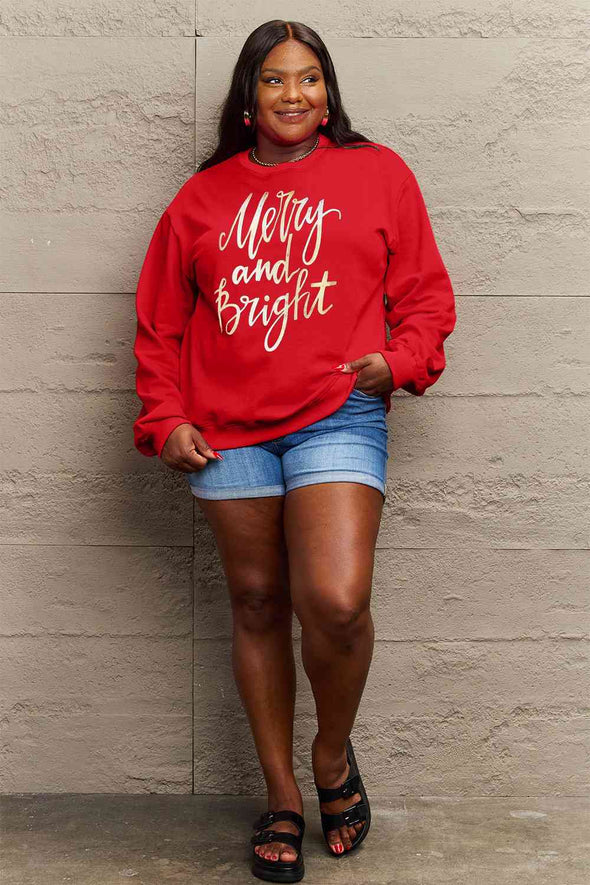 Simply Love MERRY AND BRIGHT Graphic Sweatshirt