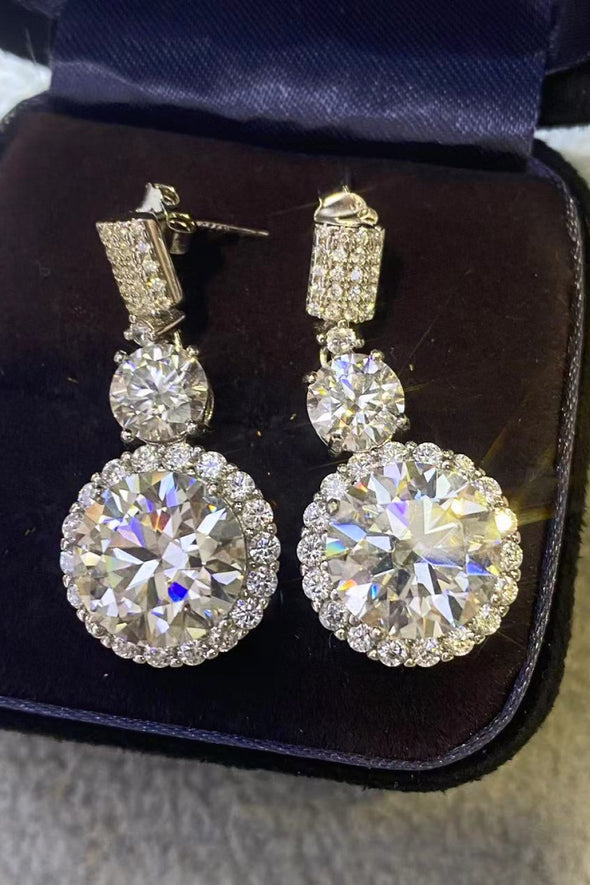 12 Carat Moissanite Platinum-Plated Drop Earrings