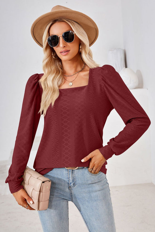 Square Neck Puff Sleeve Blouse